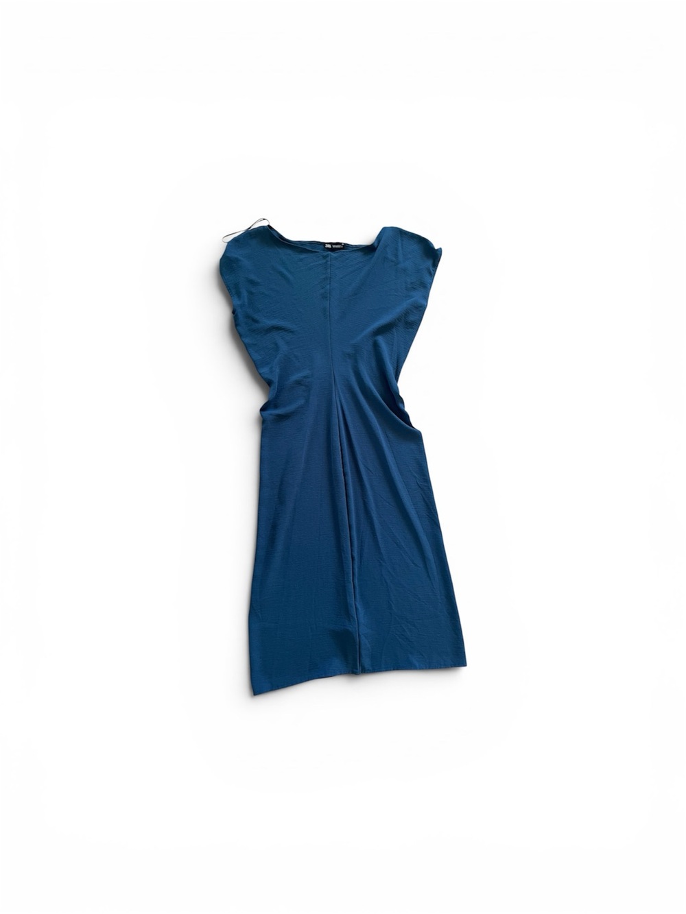 Zara Teal Blue Cap Sleeve Midi Dress